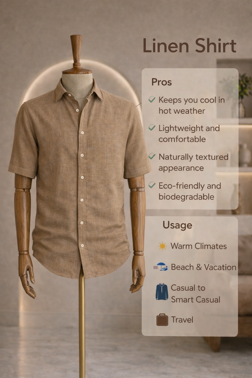 Half Sleeve Linen Pair For Men | Brown Linen Shirt with White Linen Pant