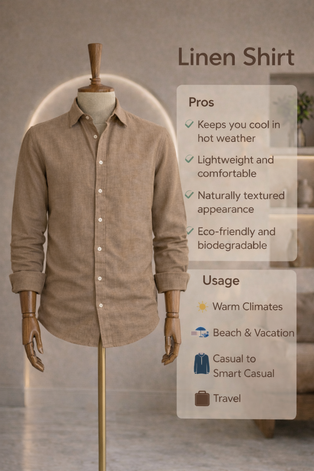 Full Sleeve Linen Pair For Men | Brown Linen Shirt with White Linen Pant