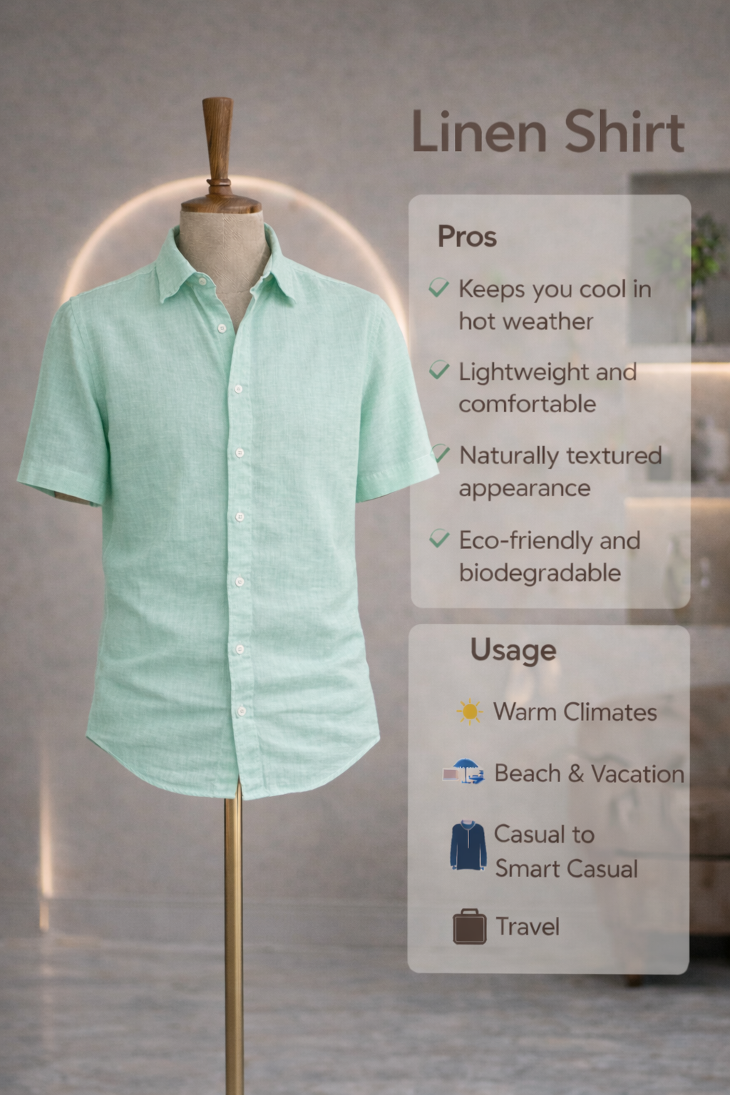 Half Sleeve Linen Pair For Men | Minty Green Linen Shirt with White Linen Pant