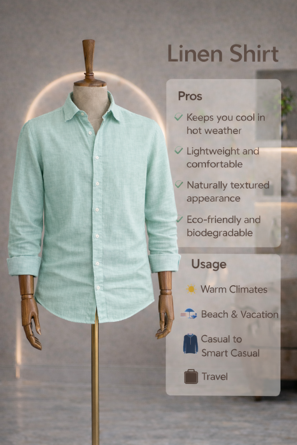 Full Sleeve Linen Pair For Men | Minty Green Linen Shirt with White Linen Pant