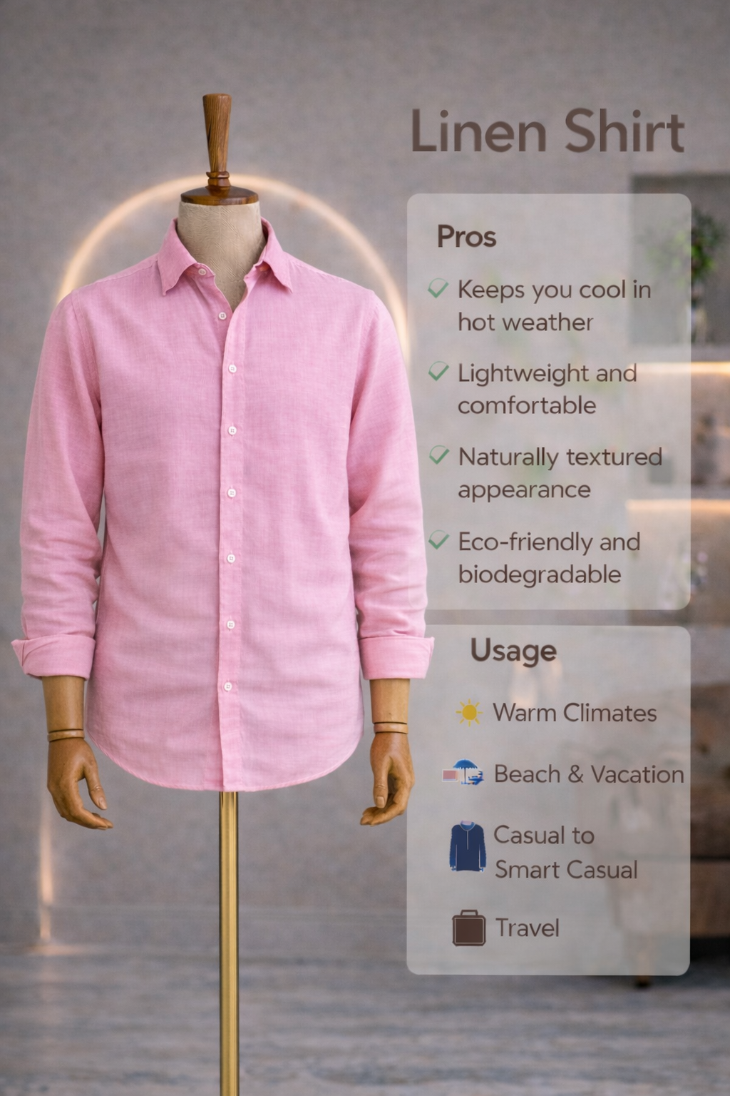 Full Sleeve Linen Pair For Men | Pink Linen Shirt with White Linen Pant