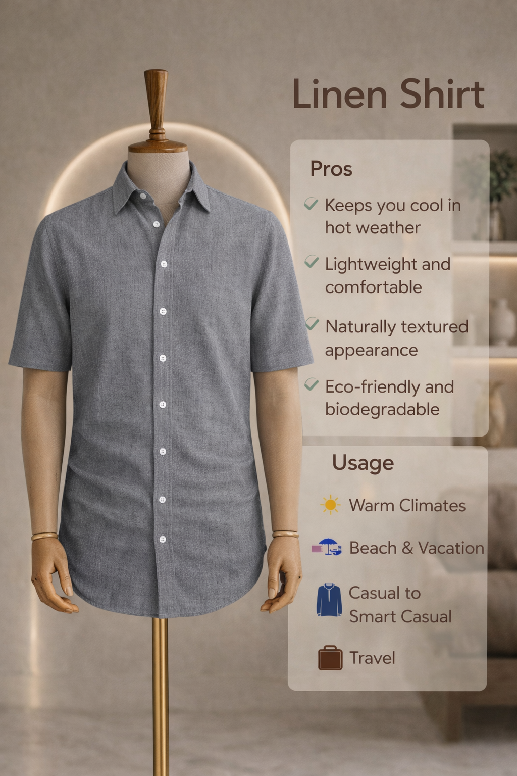 Half Sleeve Linen Pair For Men | Grey Linen Shirt with Black Linen Pant