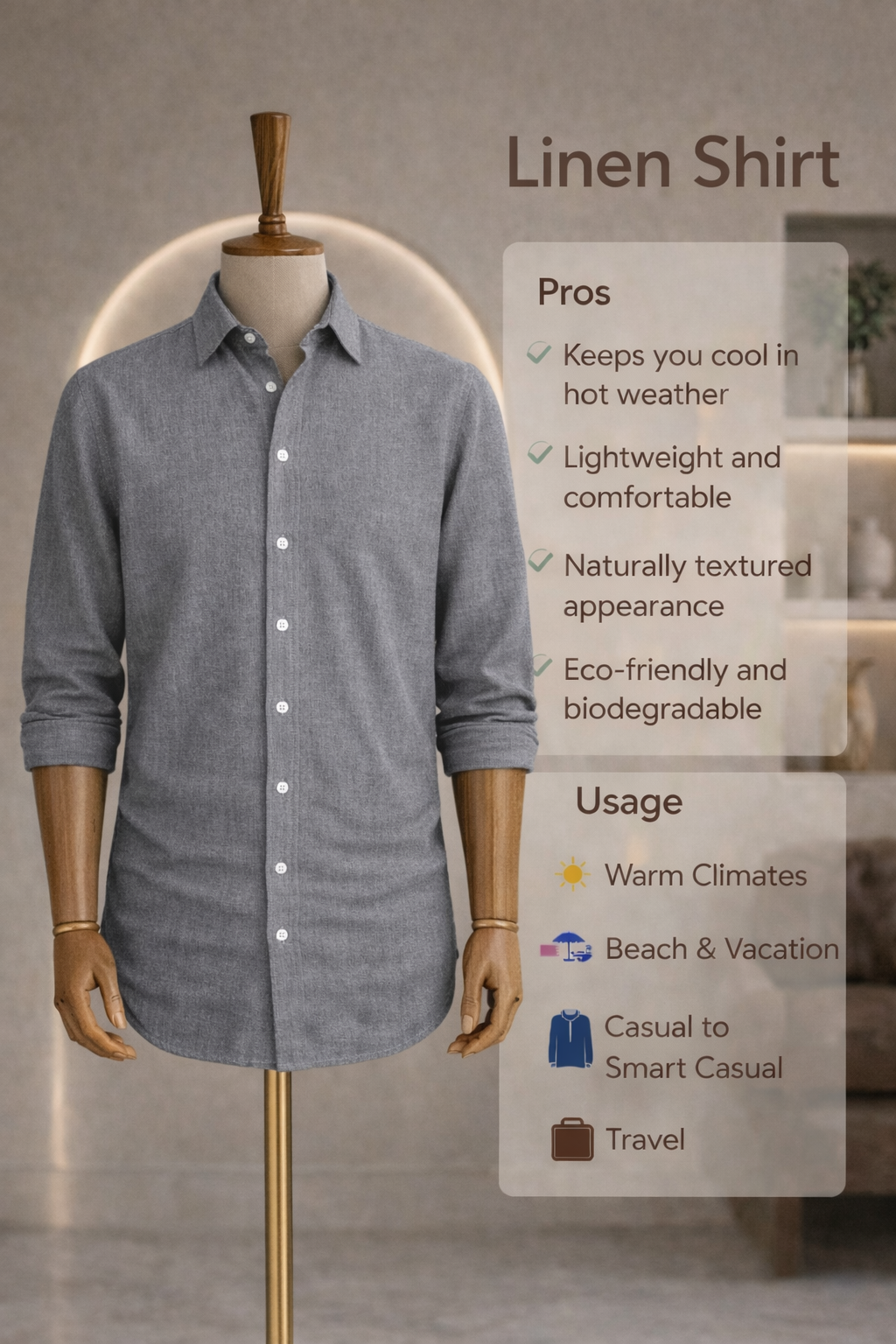 Full Sleeve Linen Pair For Men | Grey Linen Shirt with Black Linen Pant