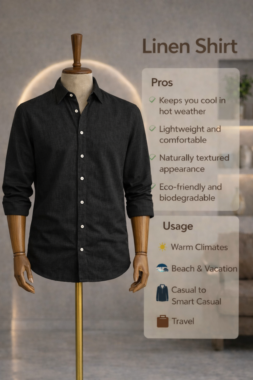 Half Sleeve Linen Pair For Men | Black Linen Shirt with Black Linen Pant