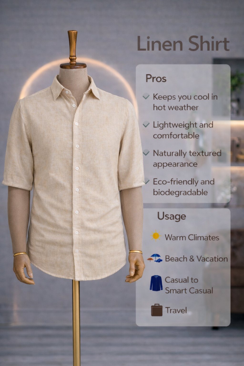 Half Sleeve Linen Pair For Men | Khaki Linen Shirt with White Linen Pant