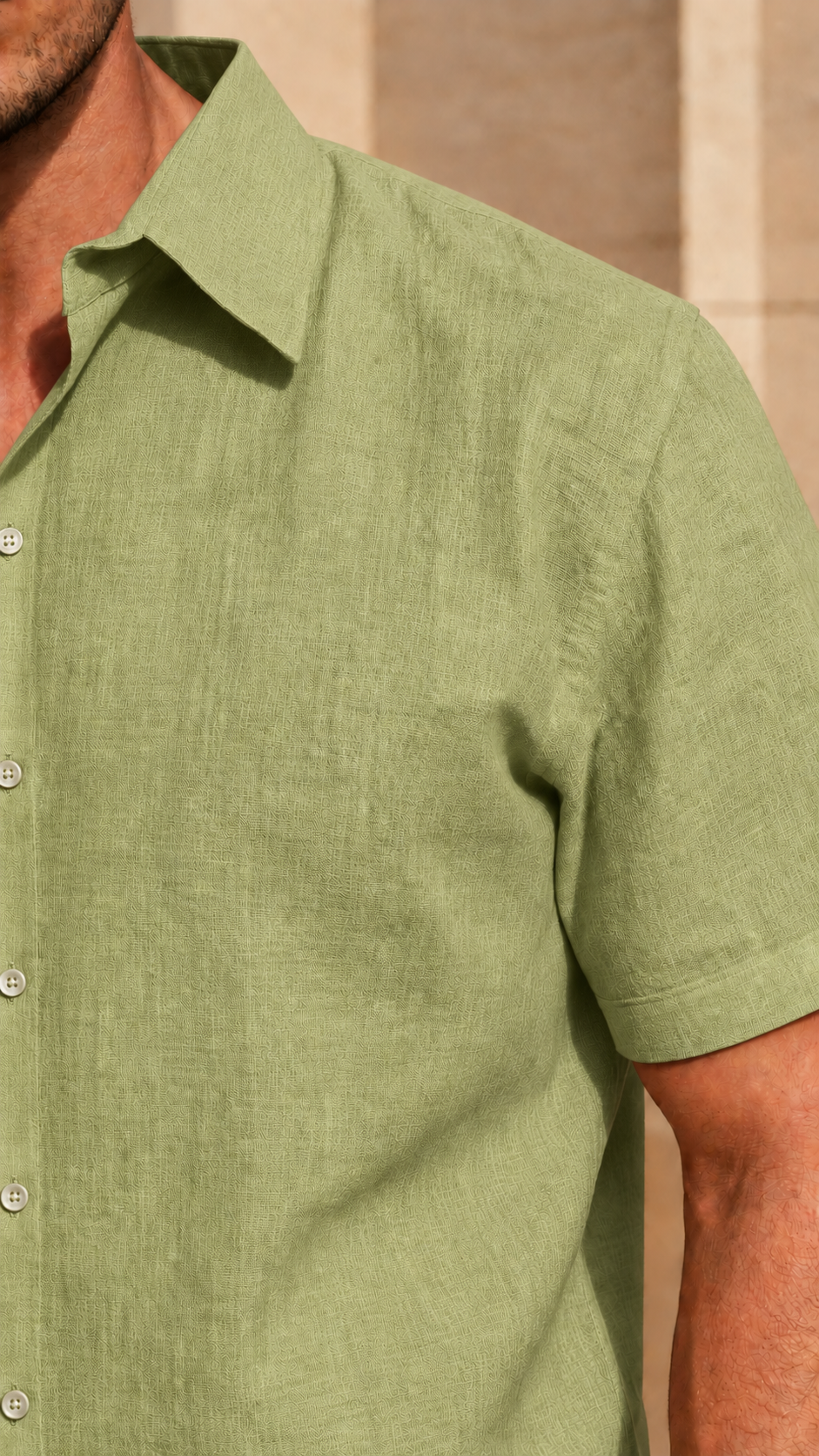 Half Sleeve Men's 100% Belgium Linen Olive Green Shirt | Summer Special