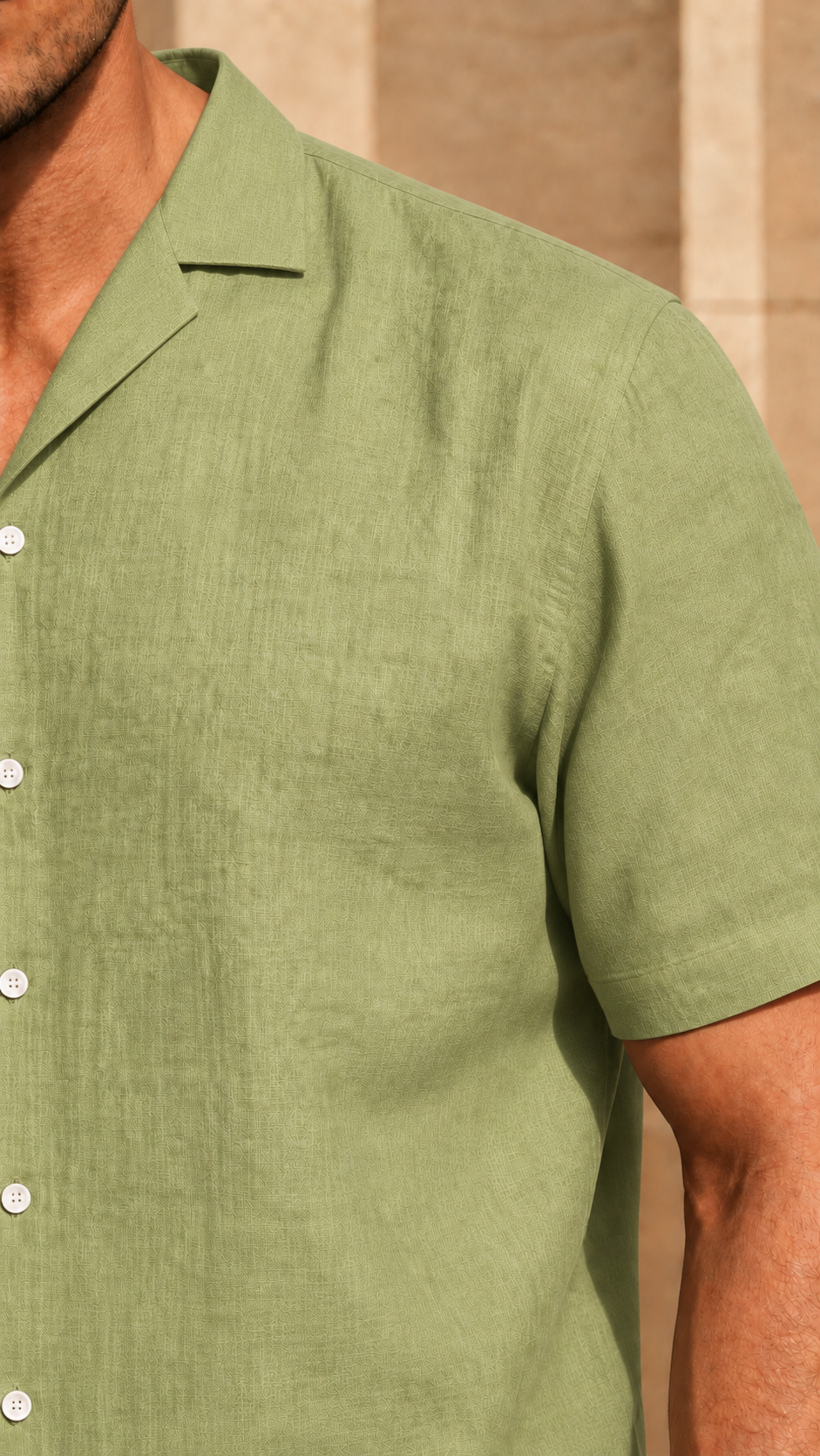 Cuban Collar Half Sleeve Men's 100% Belgium Linen Olive Green Shirt | Summer Special