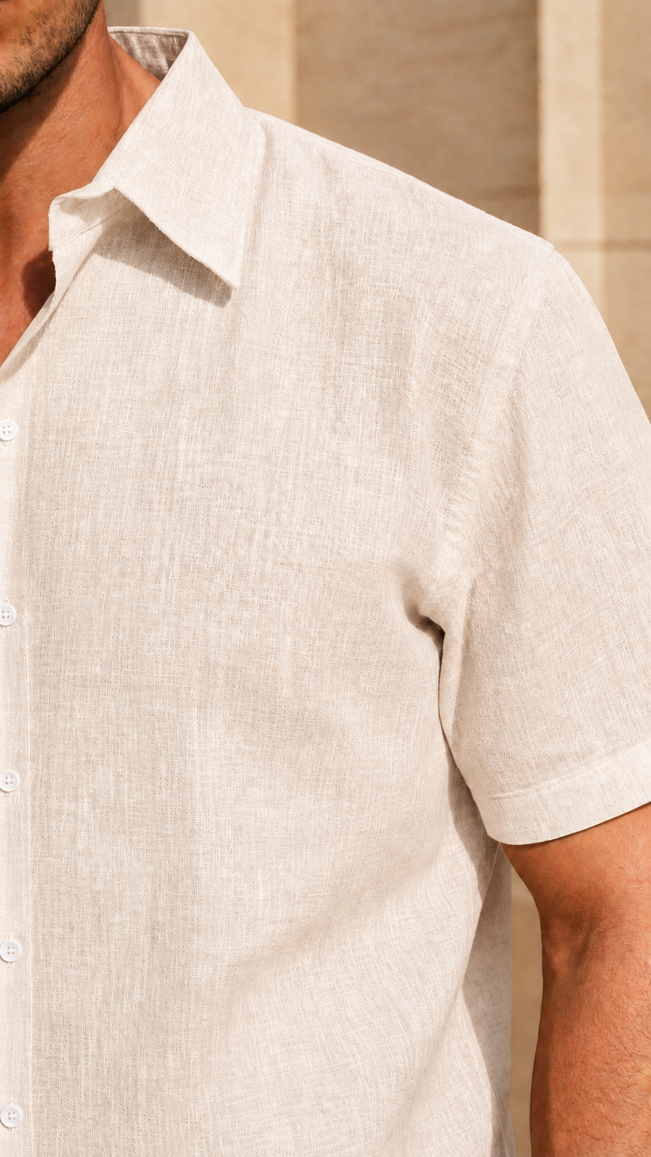 Half Sleeve Belgium Linen Pair For Men | Beige Linen Shirt with Black Linen Pant by frenchcuff