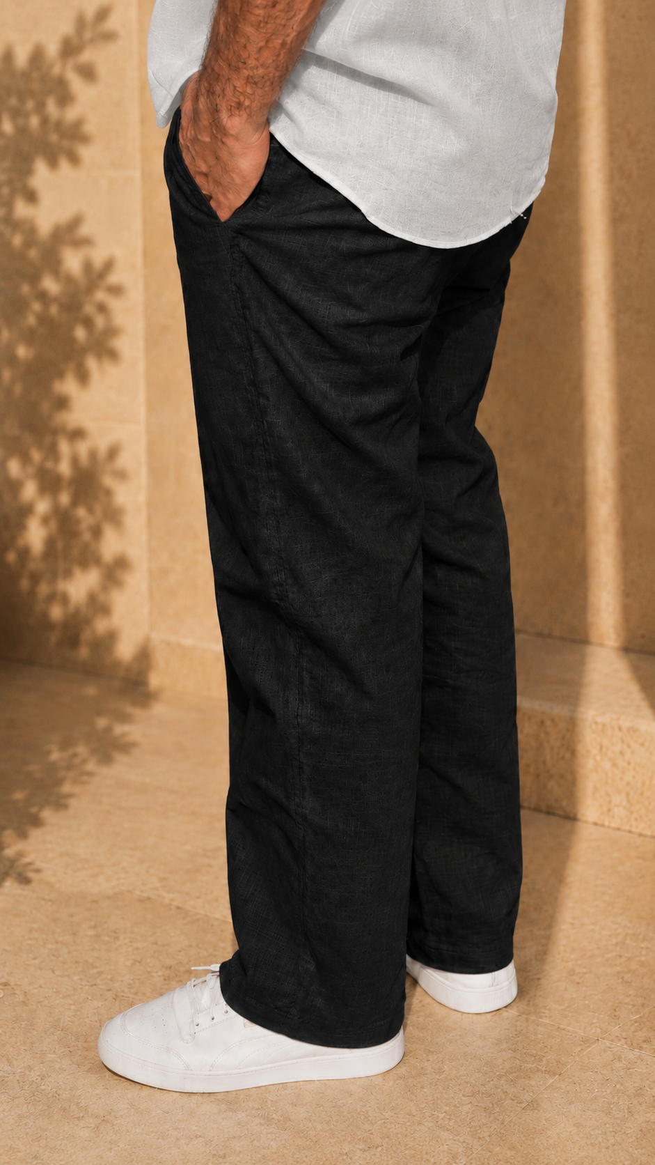Half Sleeve Belgium Linen Pair For Men | Grey Shirt with Black Linen Pant by frenchcuff