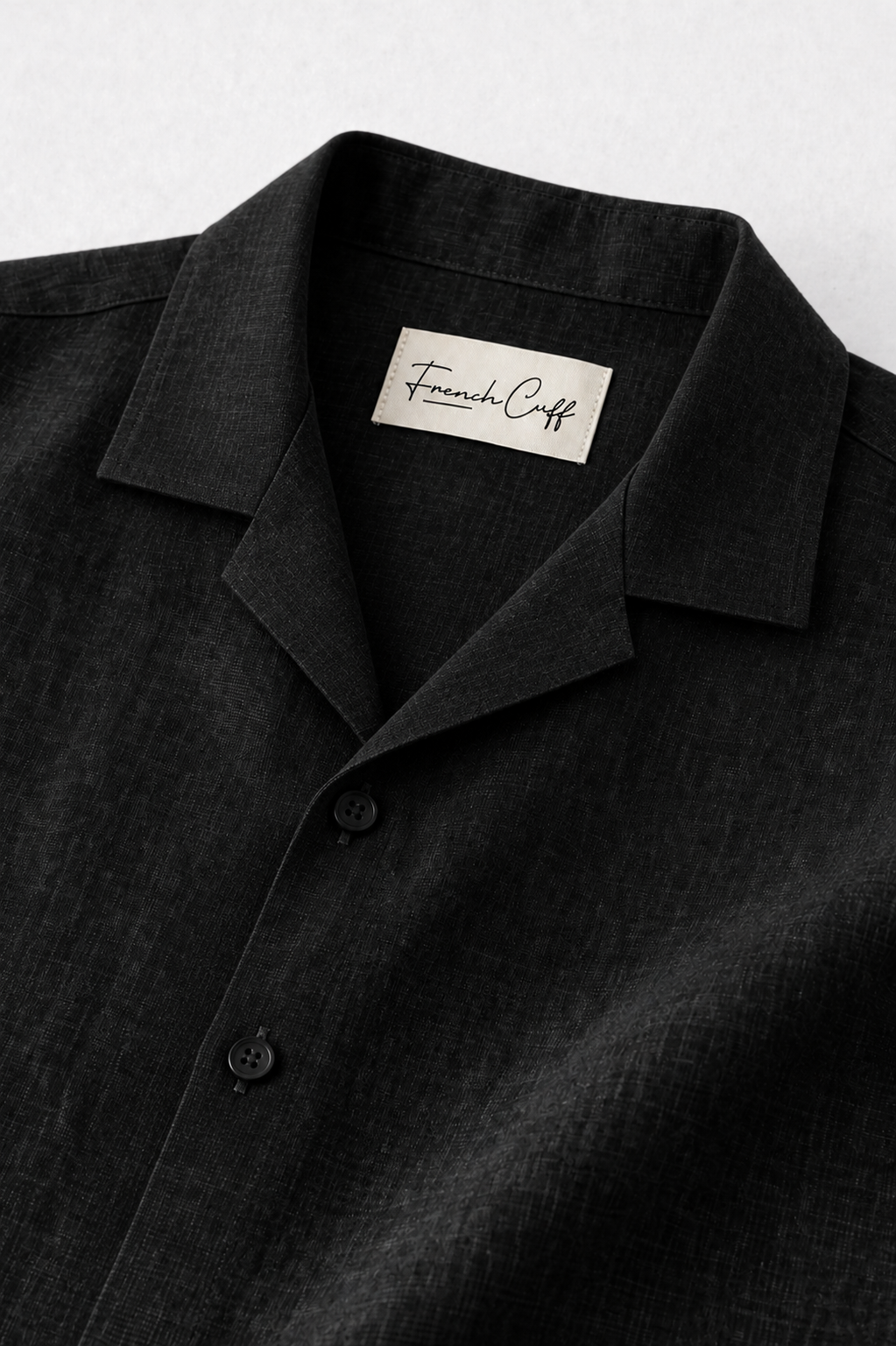Cuban Collar Half Sleeve Men's Belgium Linen Black Shirt | Summer Wear