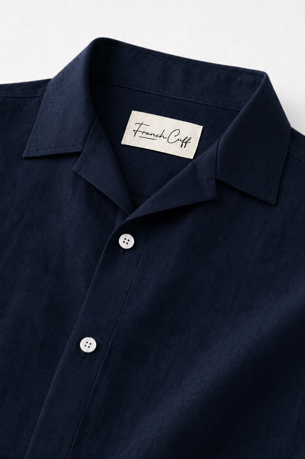Cuban Collar Half Sleeve Men's Belgium Linen Navy Shirt | Summer Wear