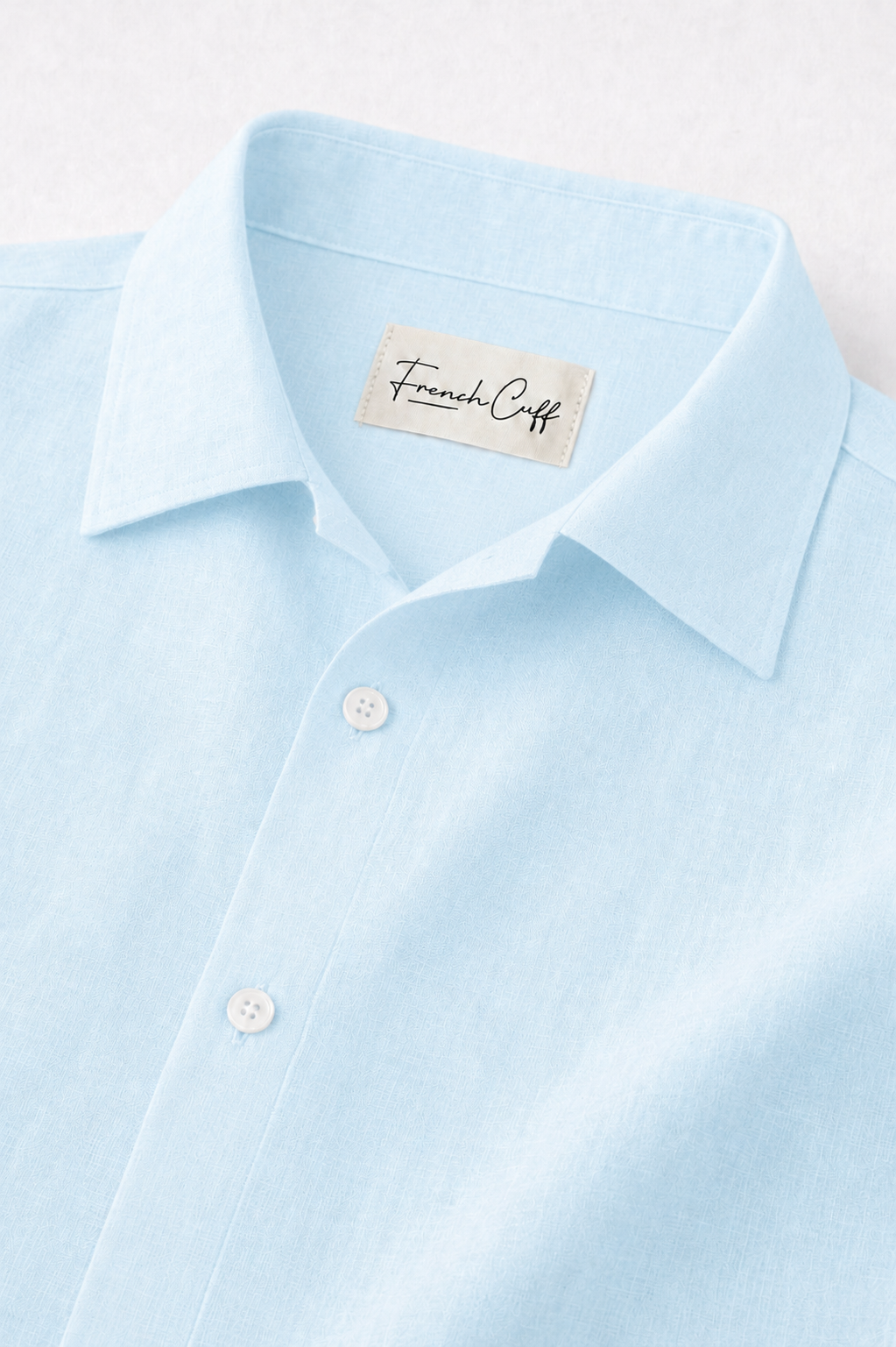 Cuban Collar Half Sleeve Men's Belgium Linen Sky Blue Shirt | Summer Wear