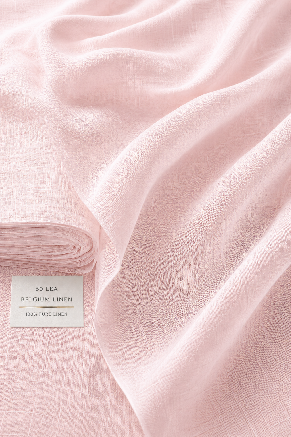 60 LEA | 100% Belgium Linen Fabric - Baby Pink