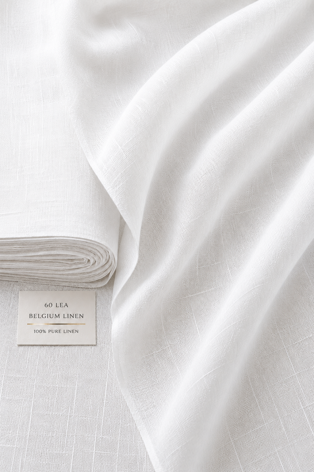 French Cuff 100% Belgium Linen White Fabric.