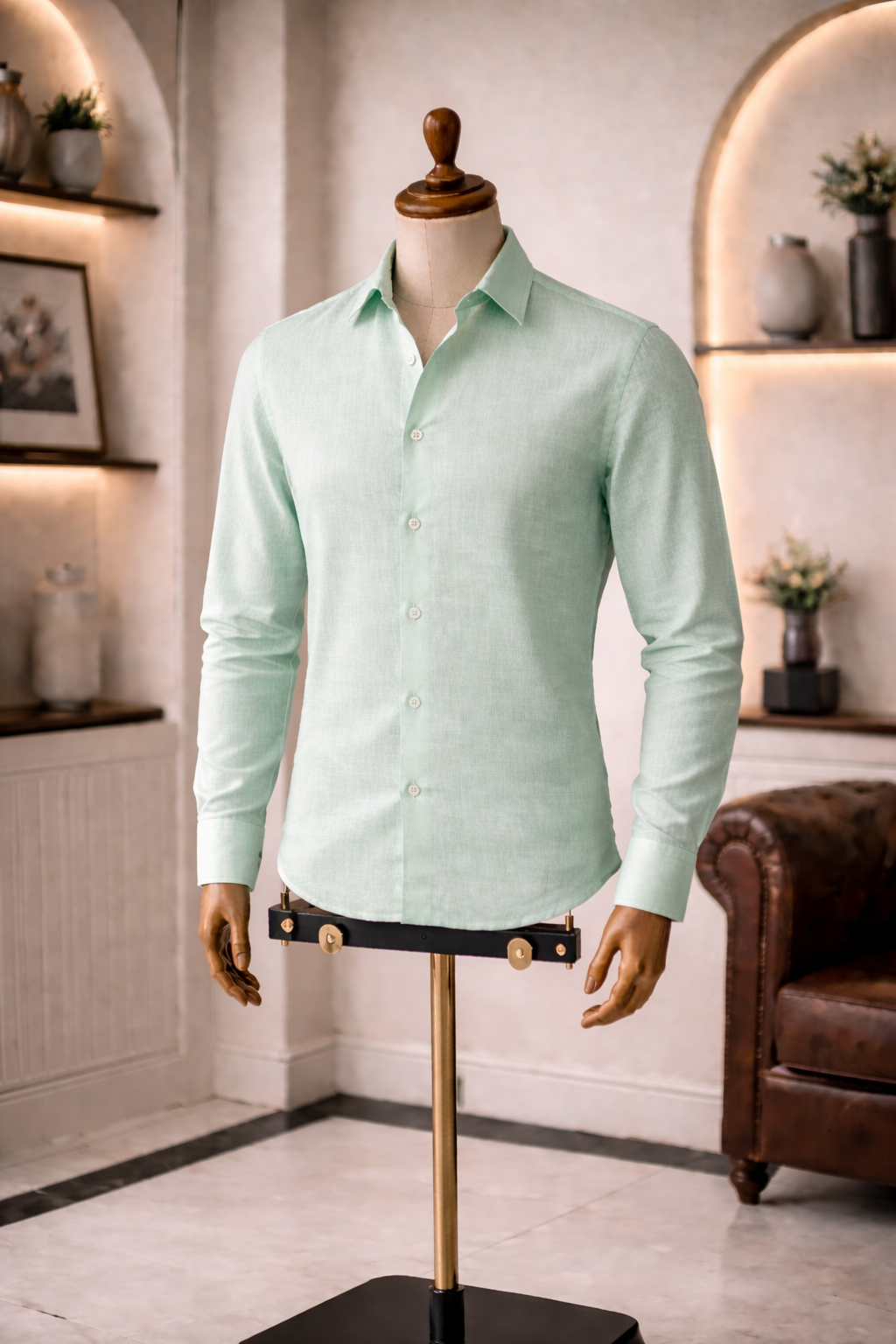 Full Sleeve Men's Pure Linen Minty Green Shirt | Summer Wear