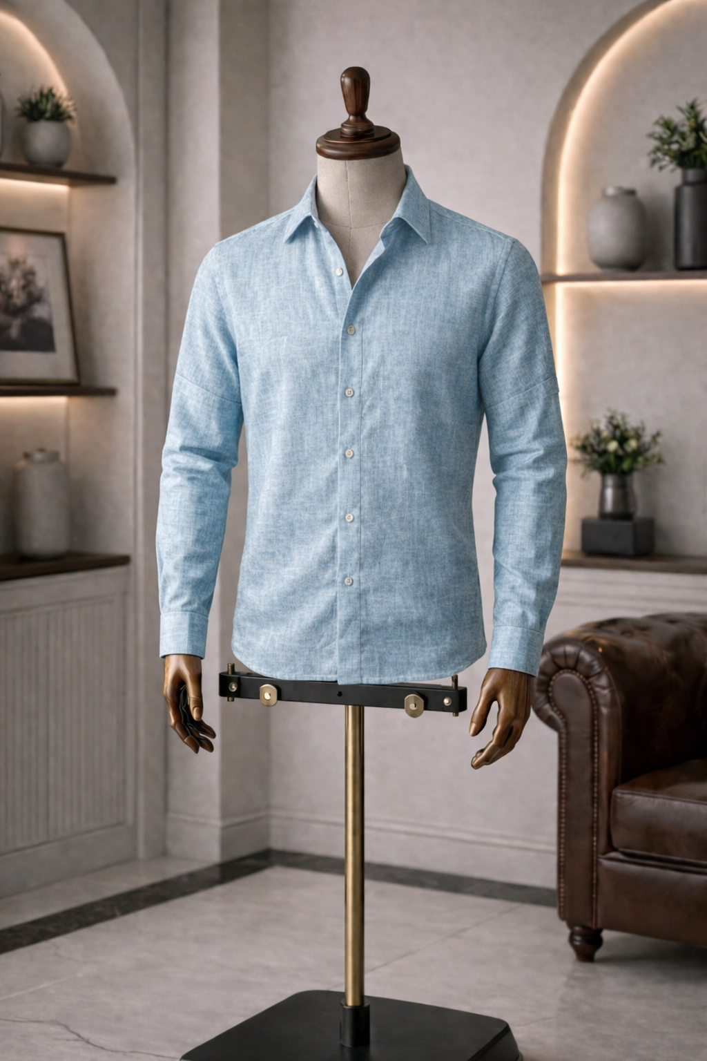 Full Sleeve Men's Pure Linen Sky Blue Shirt | Summer Wear