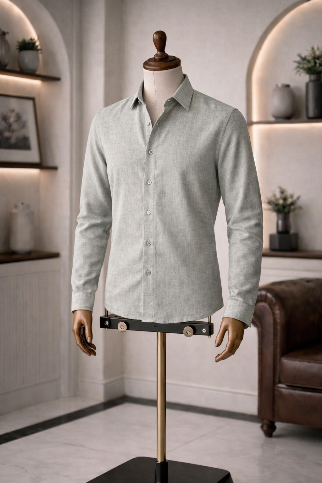 Full Sleeve Men's Pure Linen Light Grey Shirt | Summer Wear
