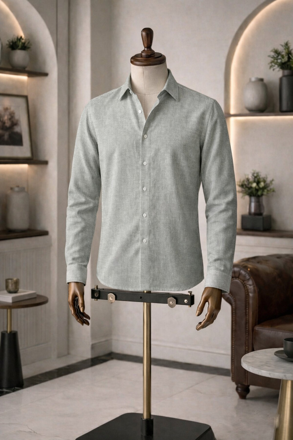 Full Sleeve Men's Pure Linen Light Grey Shirt | Summer Wear