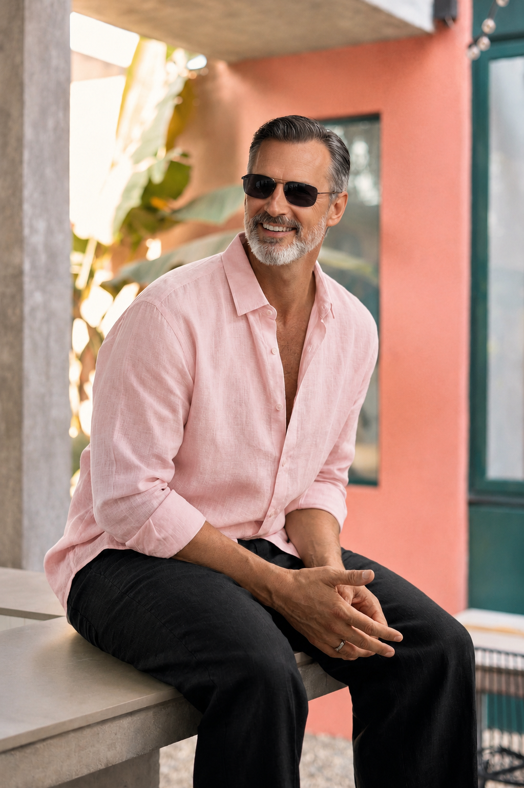 Full Sleeve Men's Pure Linen Powder Pink Shirt | Summer Wear