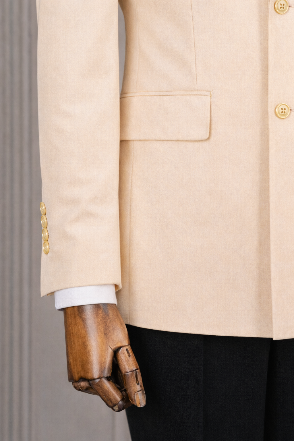 French Cuff Men's Beige Double Breasted Blazer