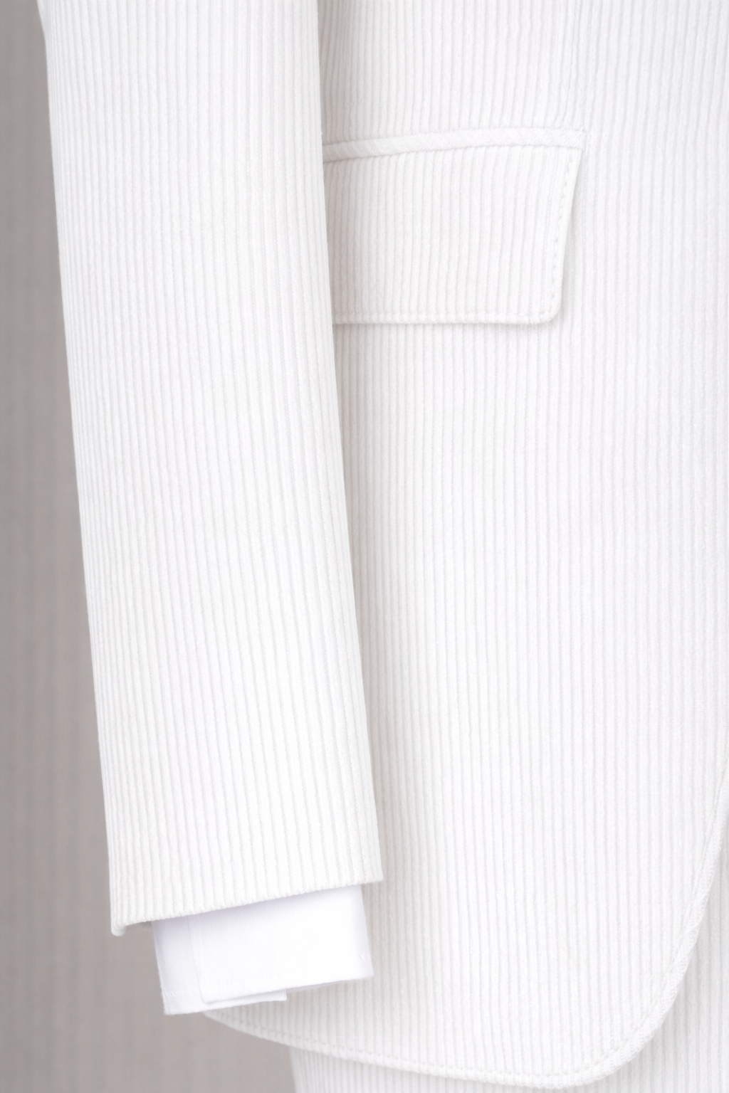 French Cuff Men's White Corduroy Double Buttoned 3-Piece Suit