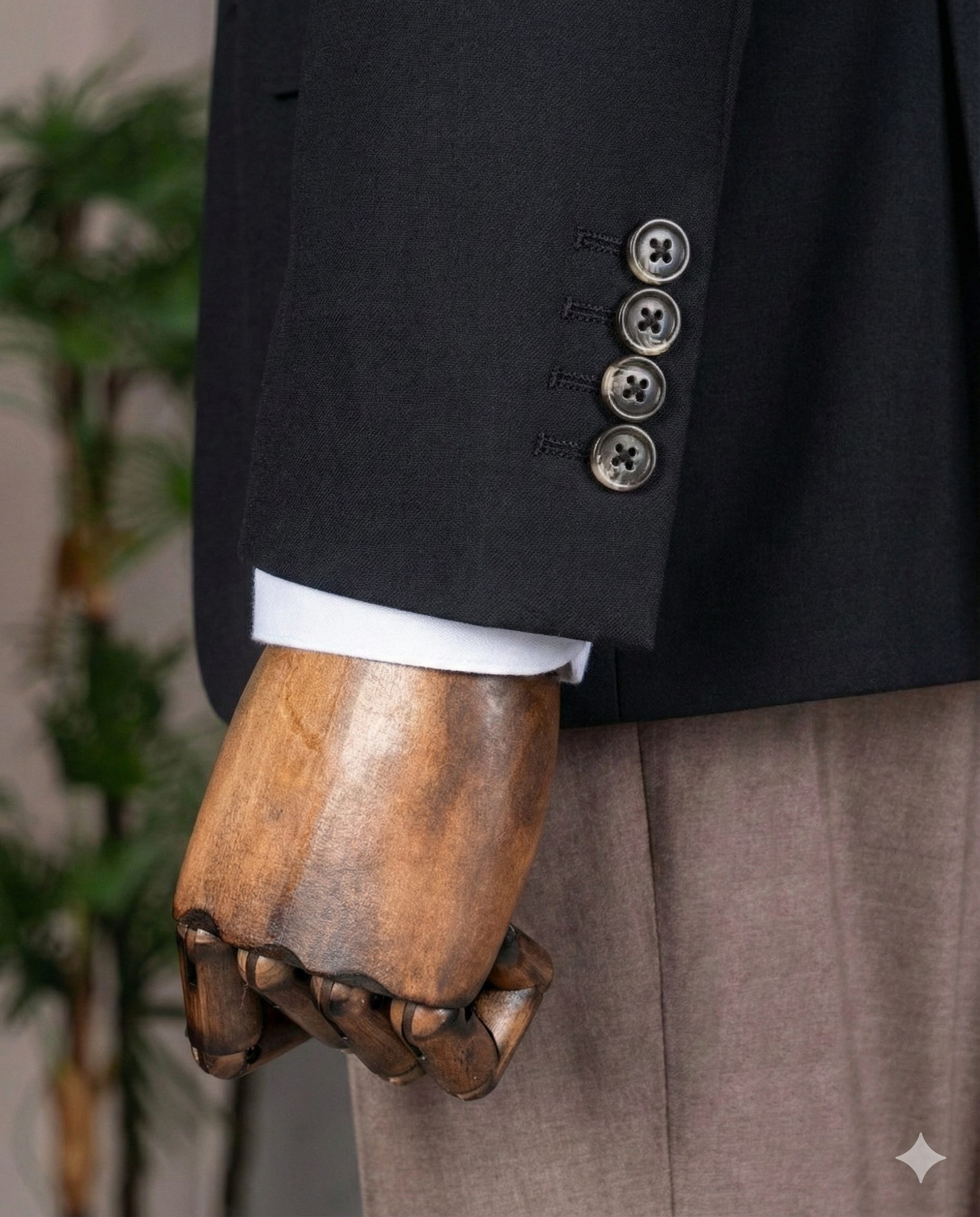 French Cuff Men's Black Double Breasted Blazer