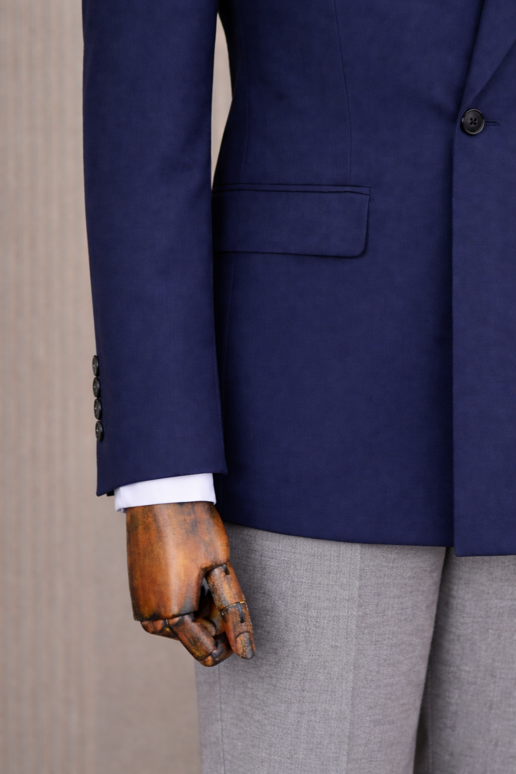 French Cuff Men's Blue Double Breasted Blazer