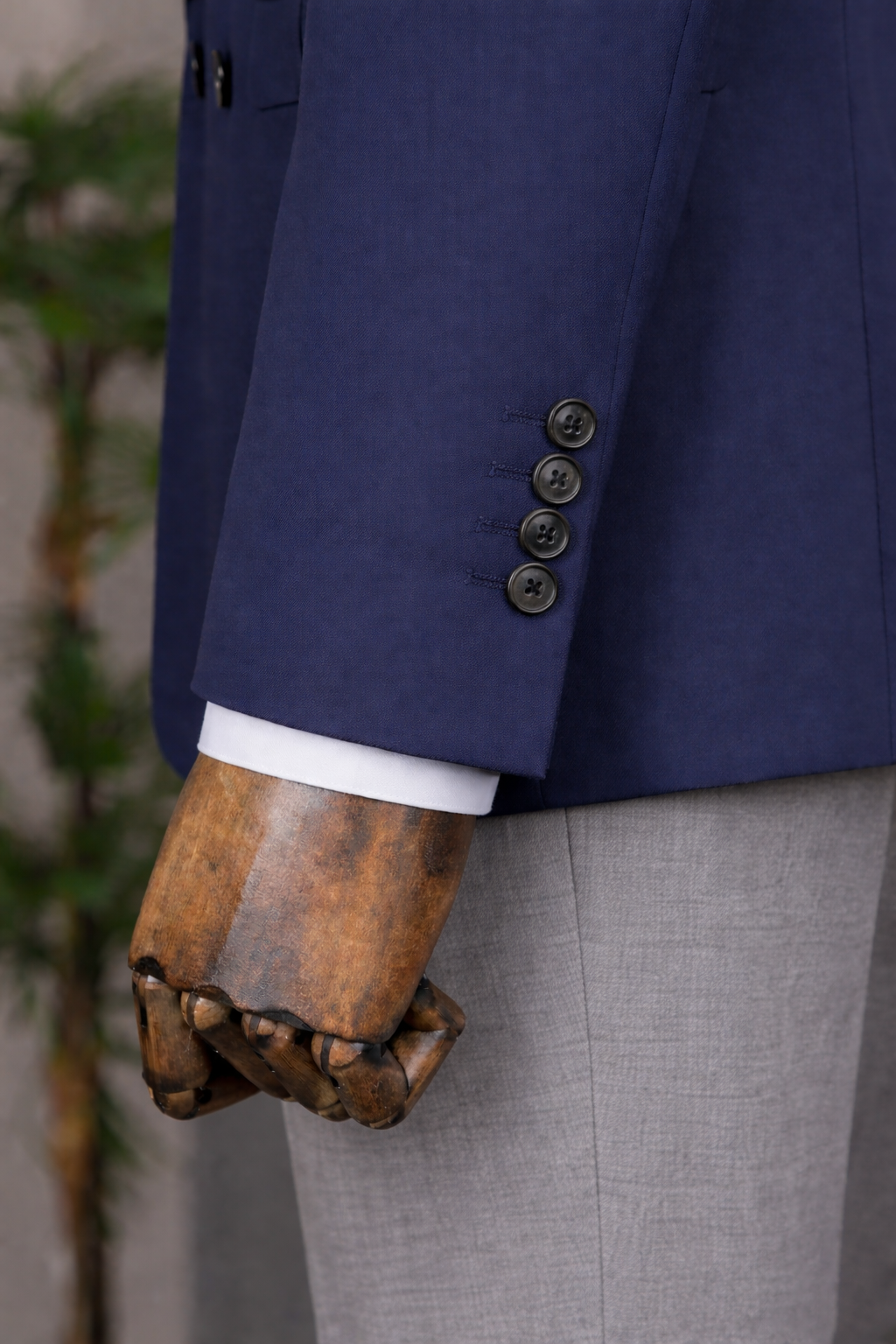 French Cuff Men's Blue Double Breasted Blazer