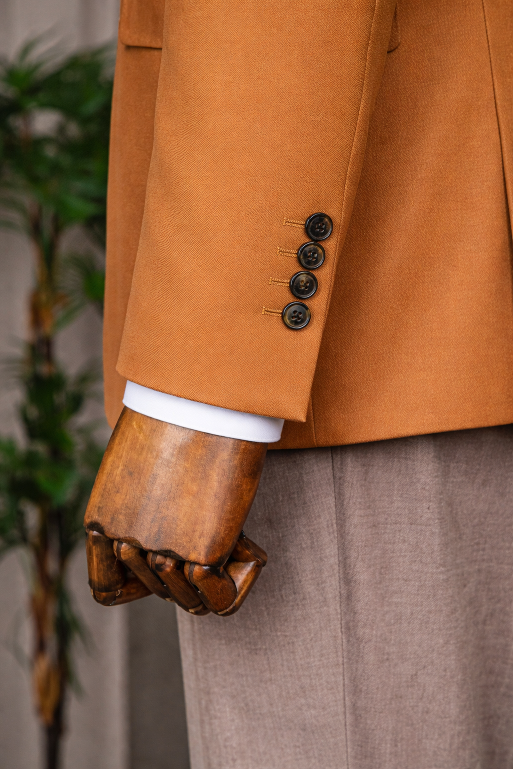 French Cuff Men's Camel Double Breasted Blazer