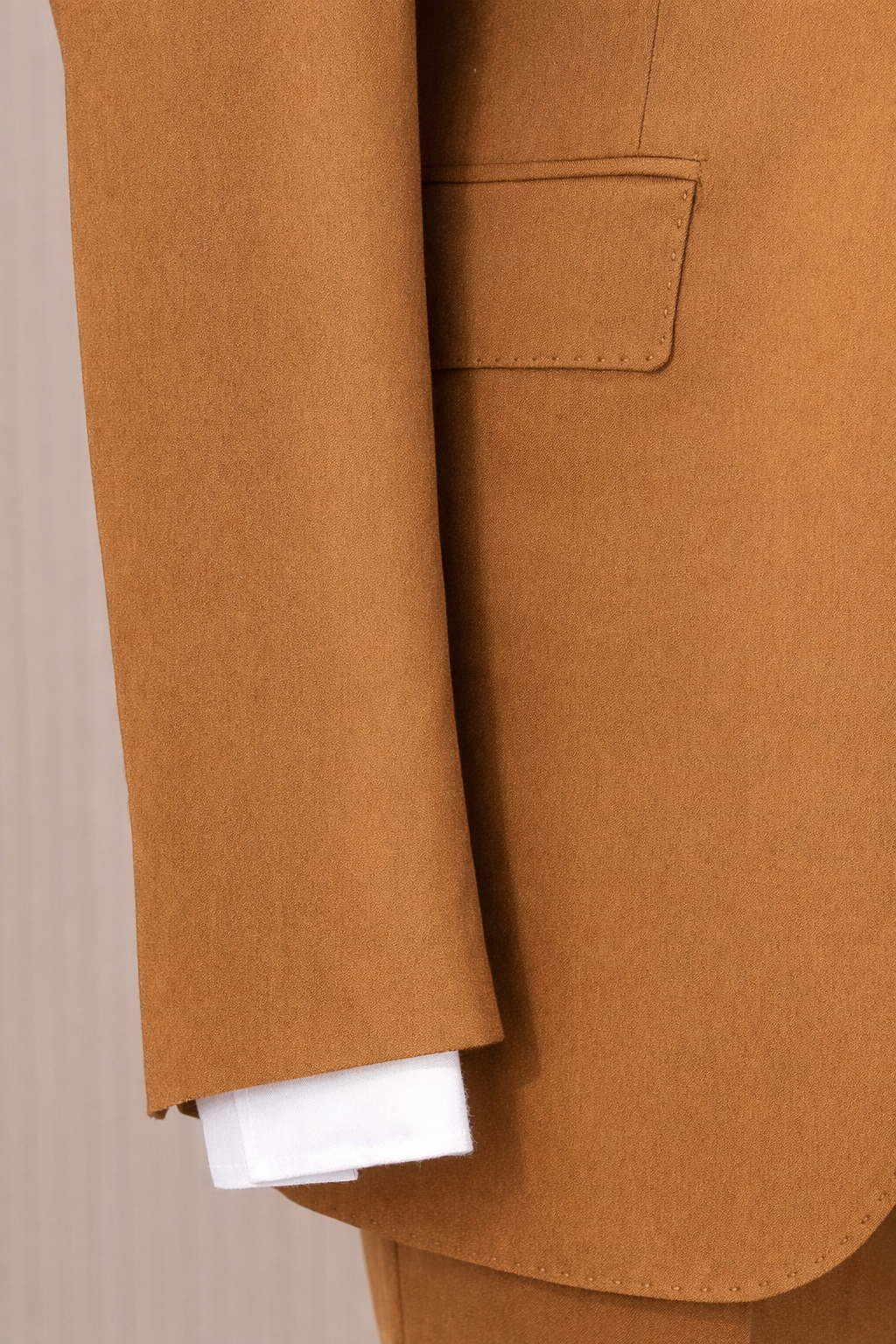 French Cuff Men's Camel Double Buttoned 3-Piece Suit