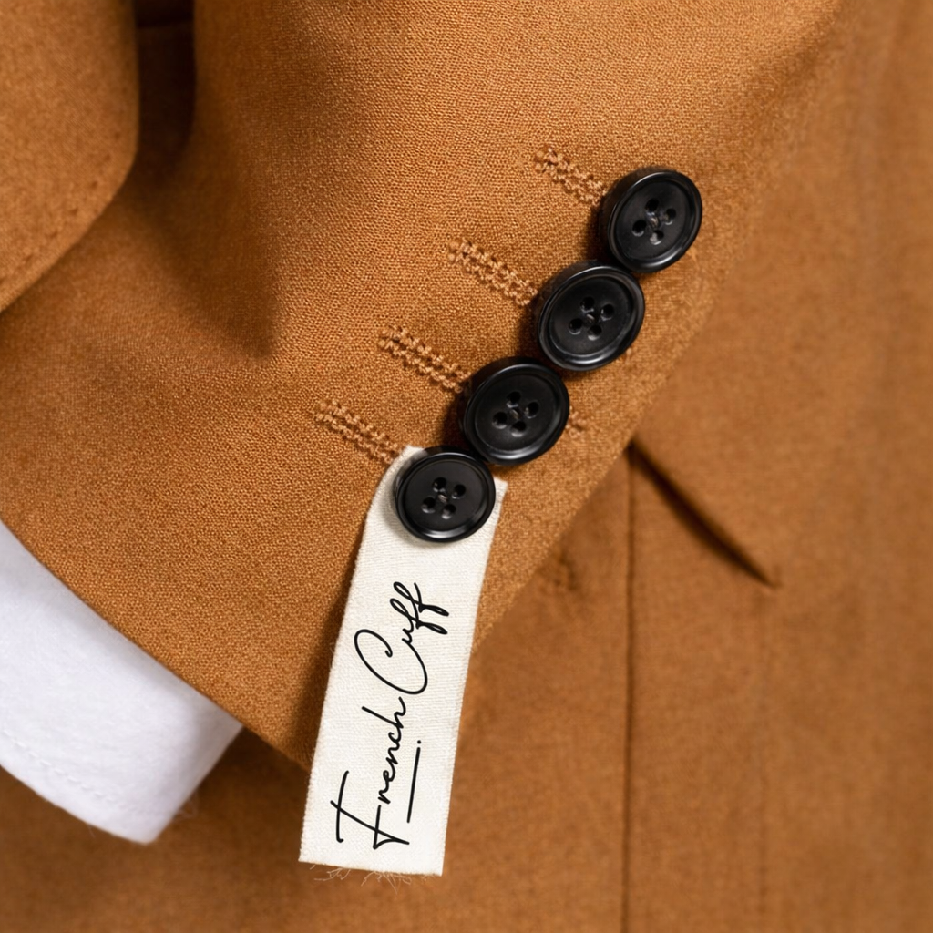 French Cuff Men's Camel Double Buttoned 3-Piece Suit