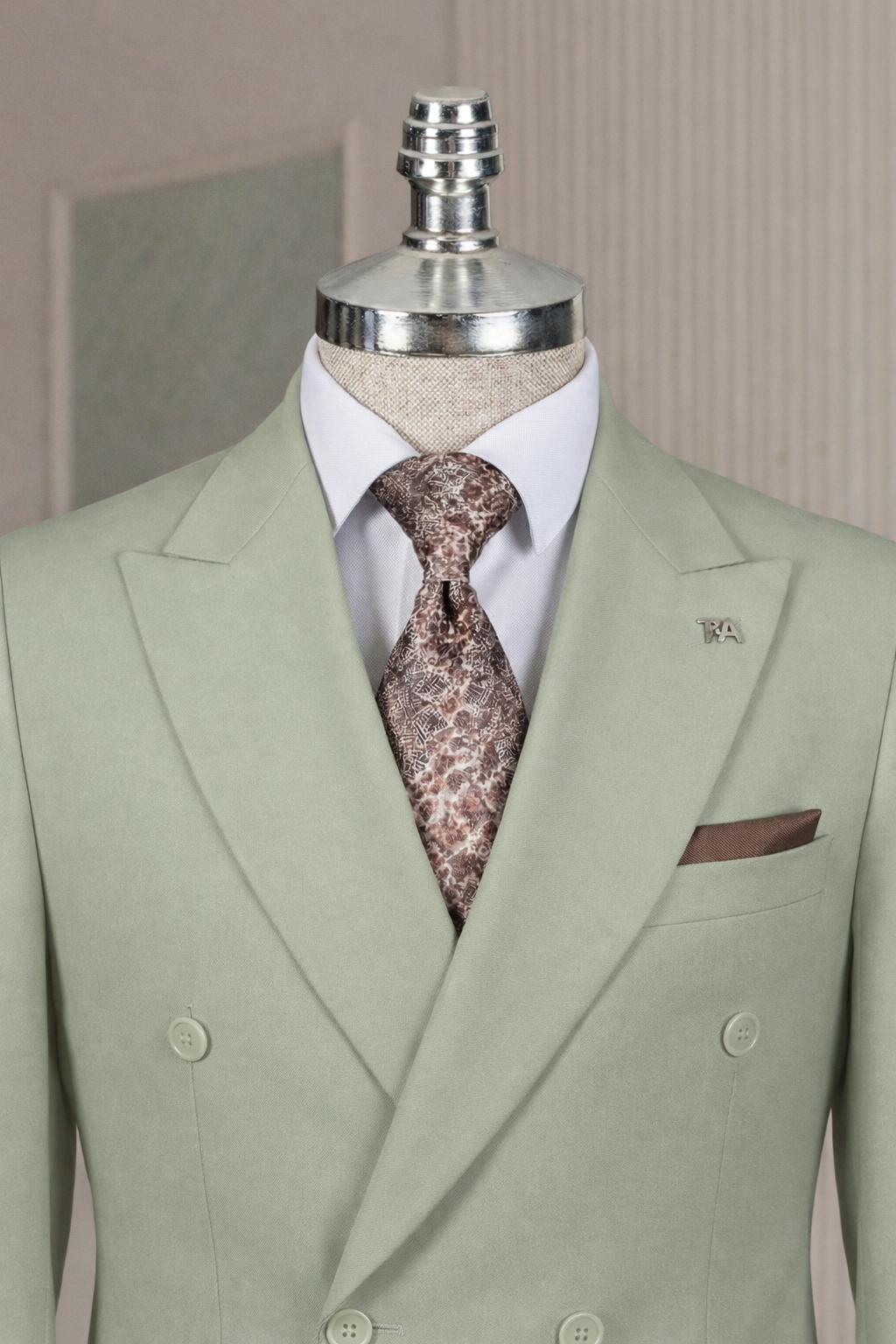 French Cuff Men's Lime Double Breasted Blazer