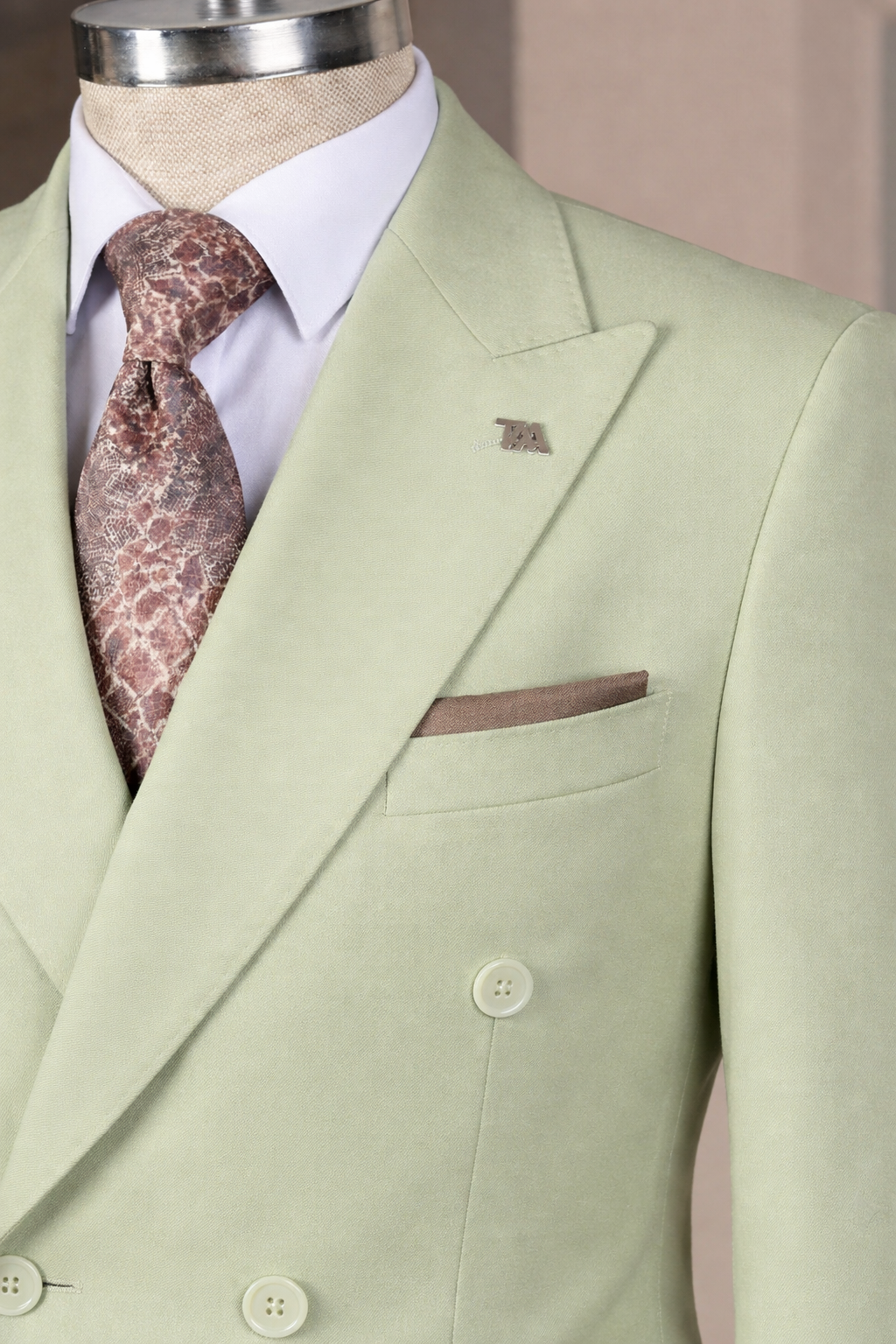 French Cuff Men's Lime Double Breasted Blazer