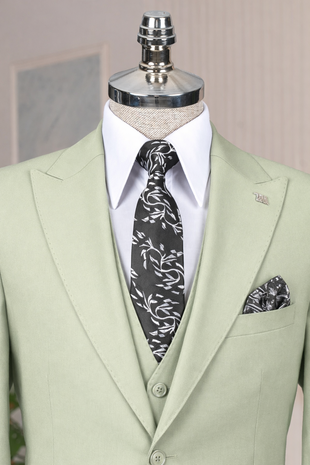 French Cuff Men's Lime Double Buttoned 3-Piece Suit