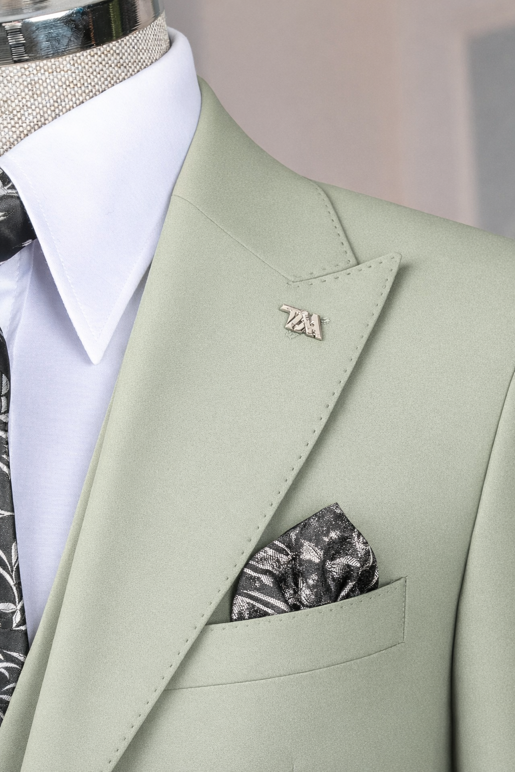 French Cuff Men's Lime Double Buttoned 3-Piece Suit