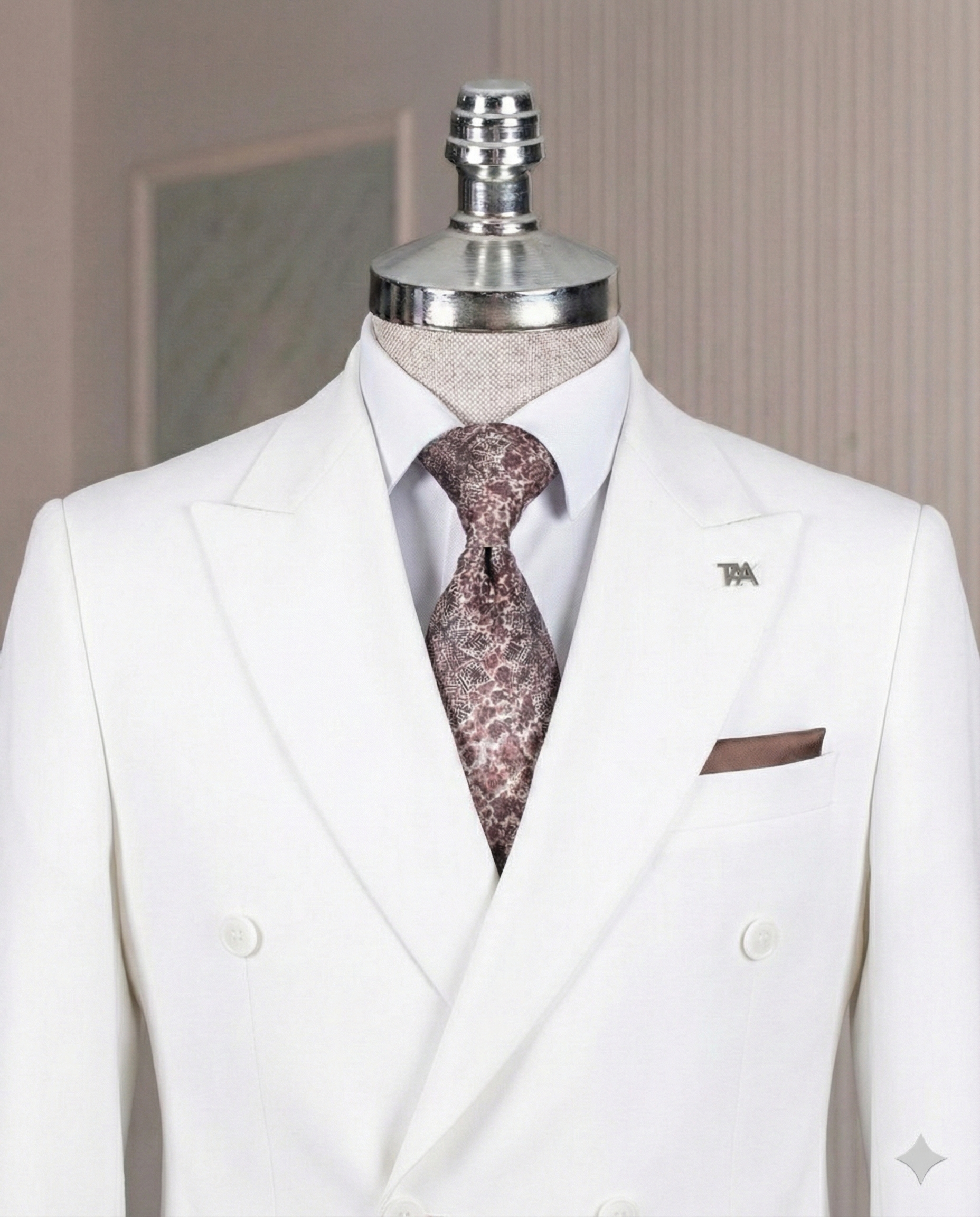 French Cuff Men's White Double Breasted Blazer