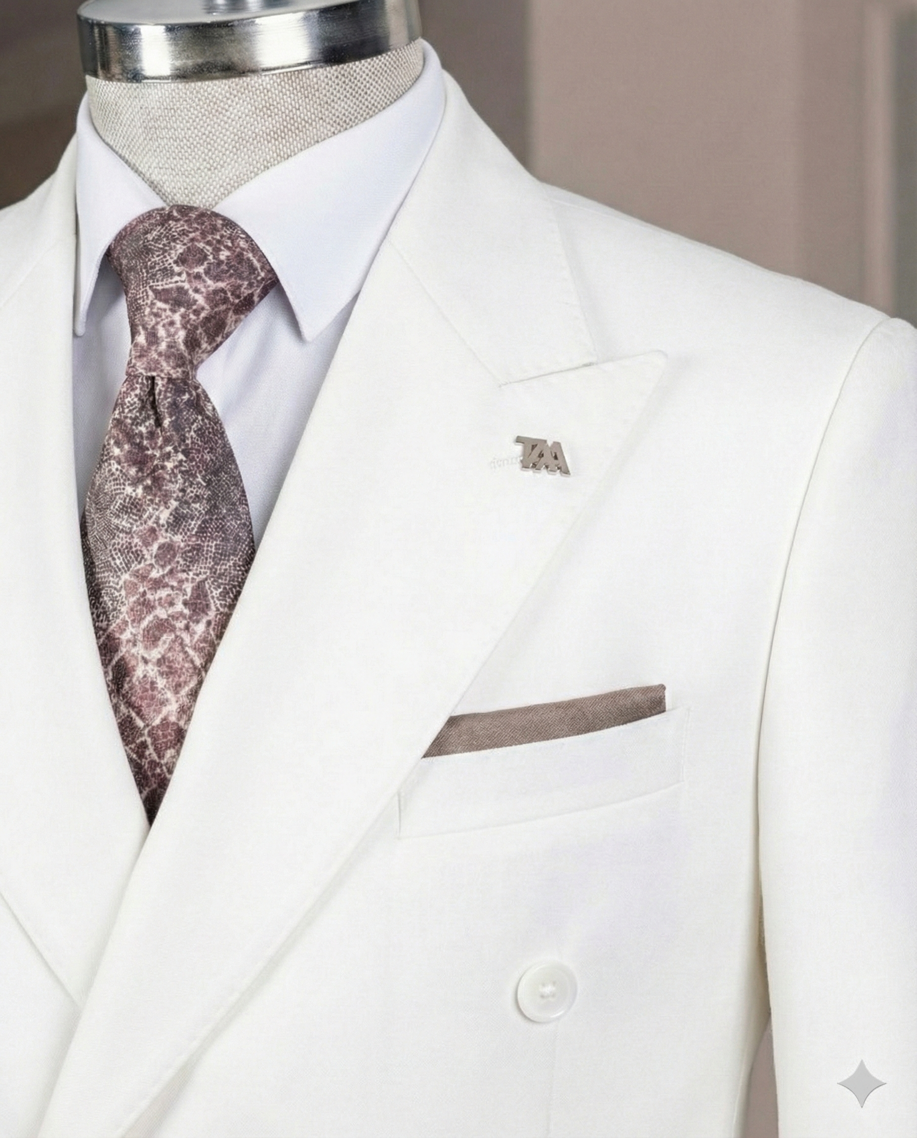 French Cuff Men's White Double Breasted Blazer