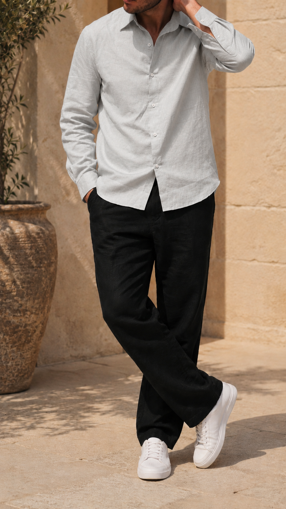Full Sleeve Men's 100% Belgium Linen Light Grey Shirt | Summer Special