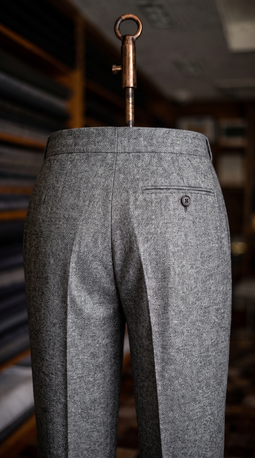Imperial Grey Marino Wool Double Pleated Trousers for Men