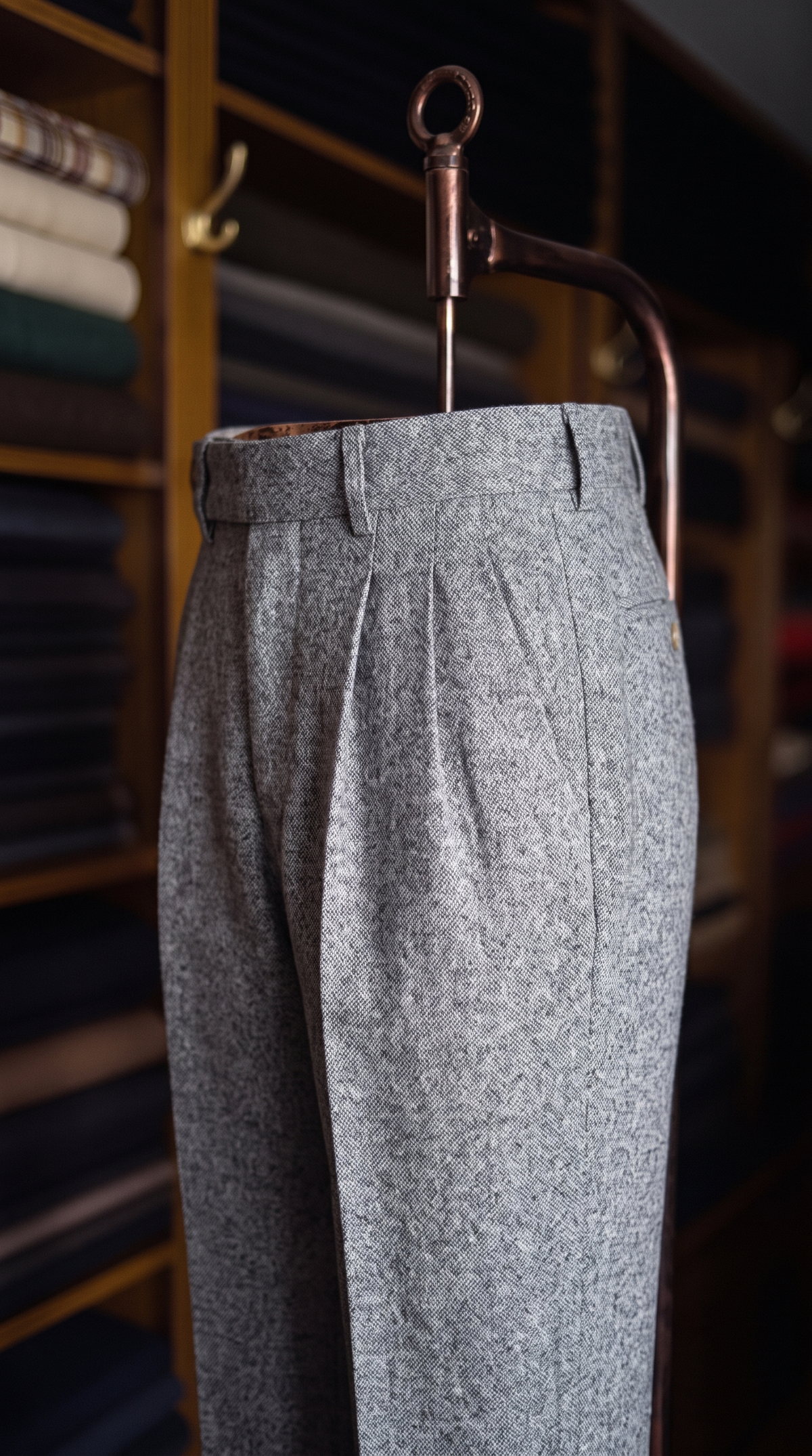 Viceroy Grey Marino Wool Double Pleated Trousers for Men