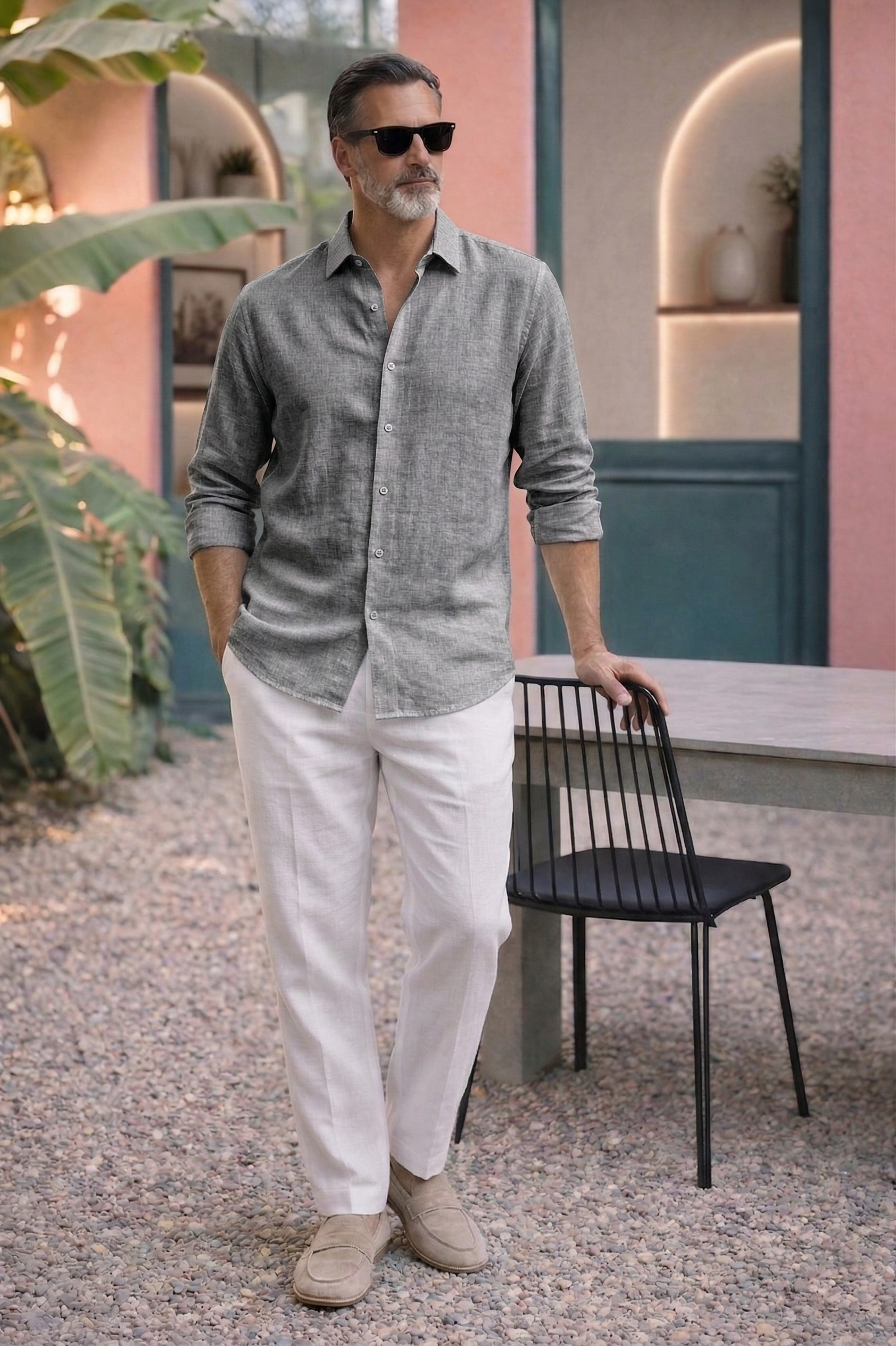Full Sleeve Men's Pure Linen Dark Grey Shirt | Summer Wear