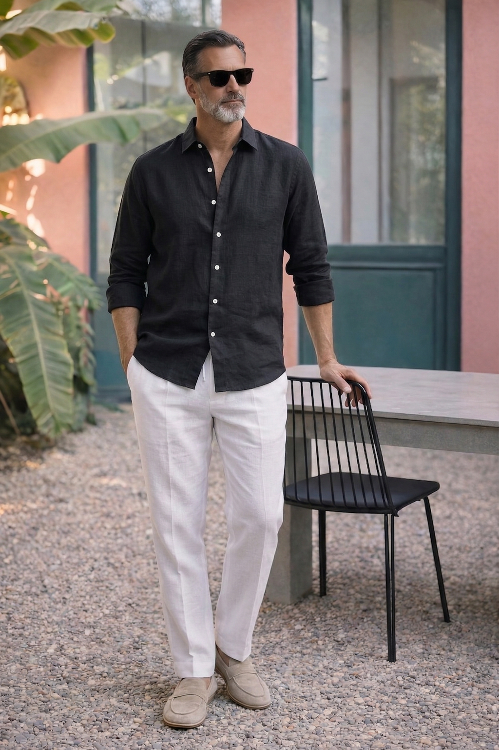 Full Sleeve Men's Pure Linen Black Shirt | Summer Wear
