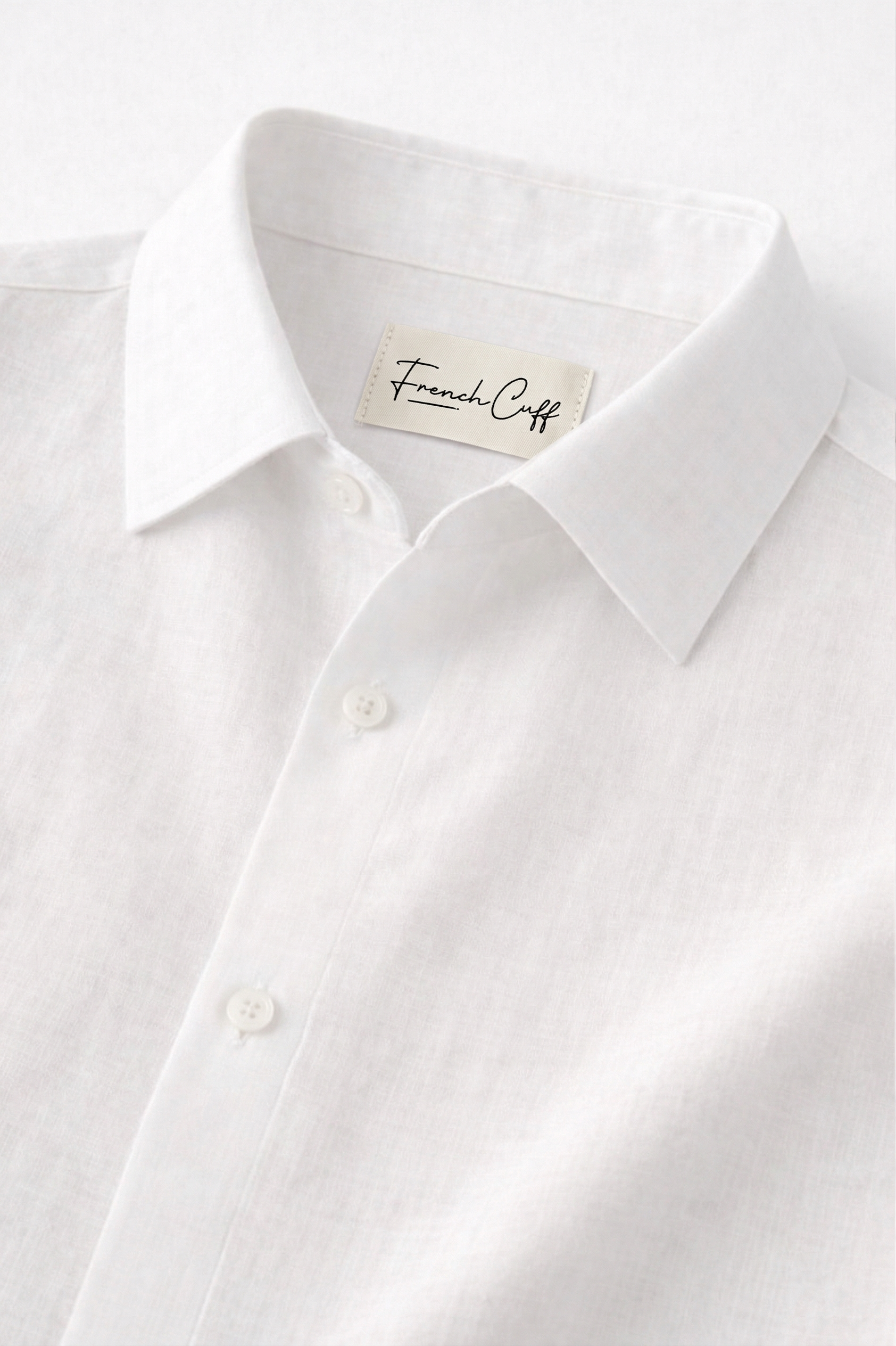 French Cuff Men's Pure Linen White Half Sleeve Shirt | Summer Wear