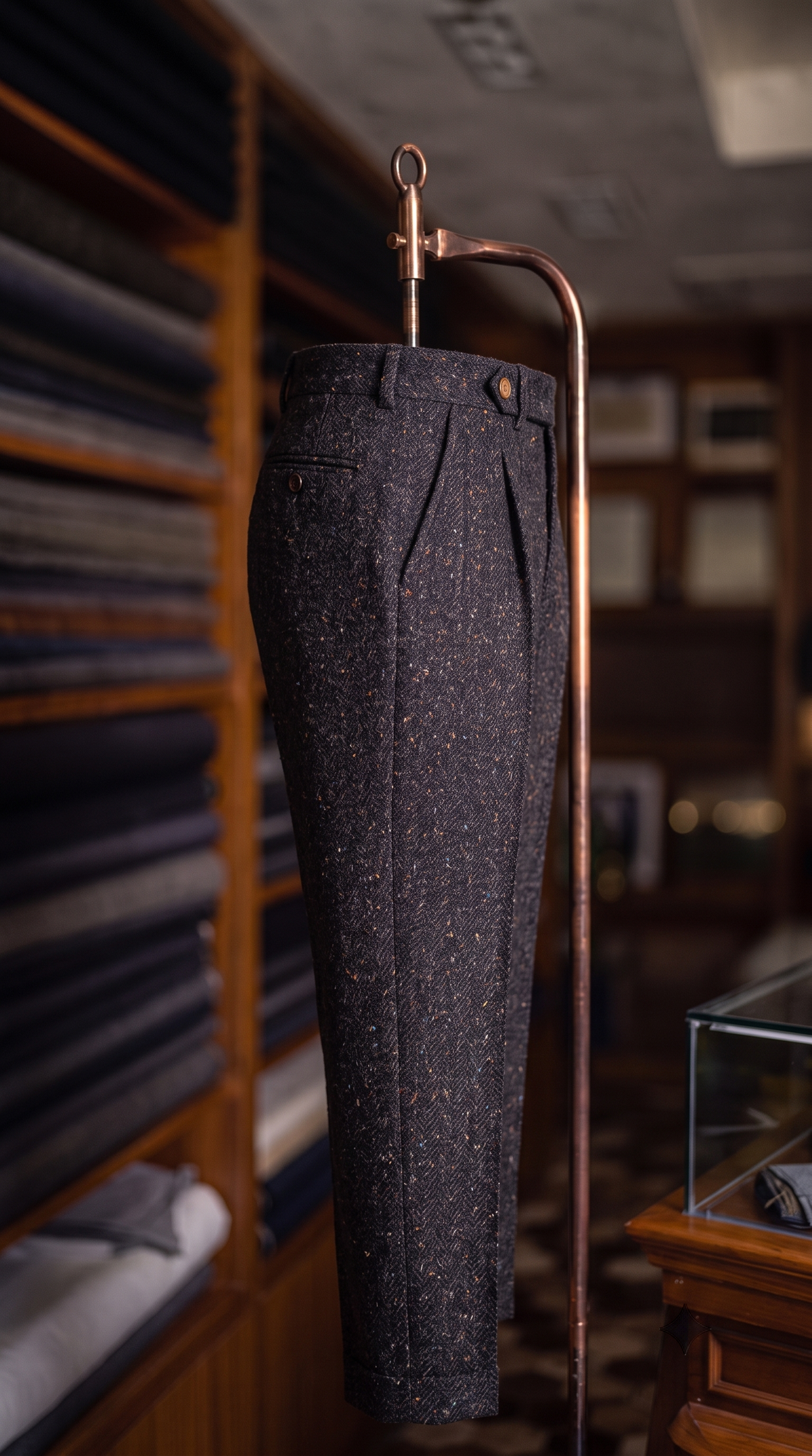 Viceroy Brown Marino Wool Double Pleated Trousers for Men