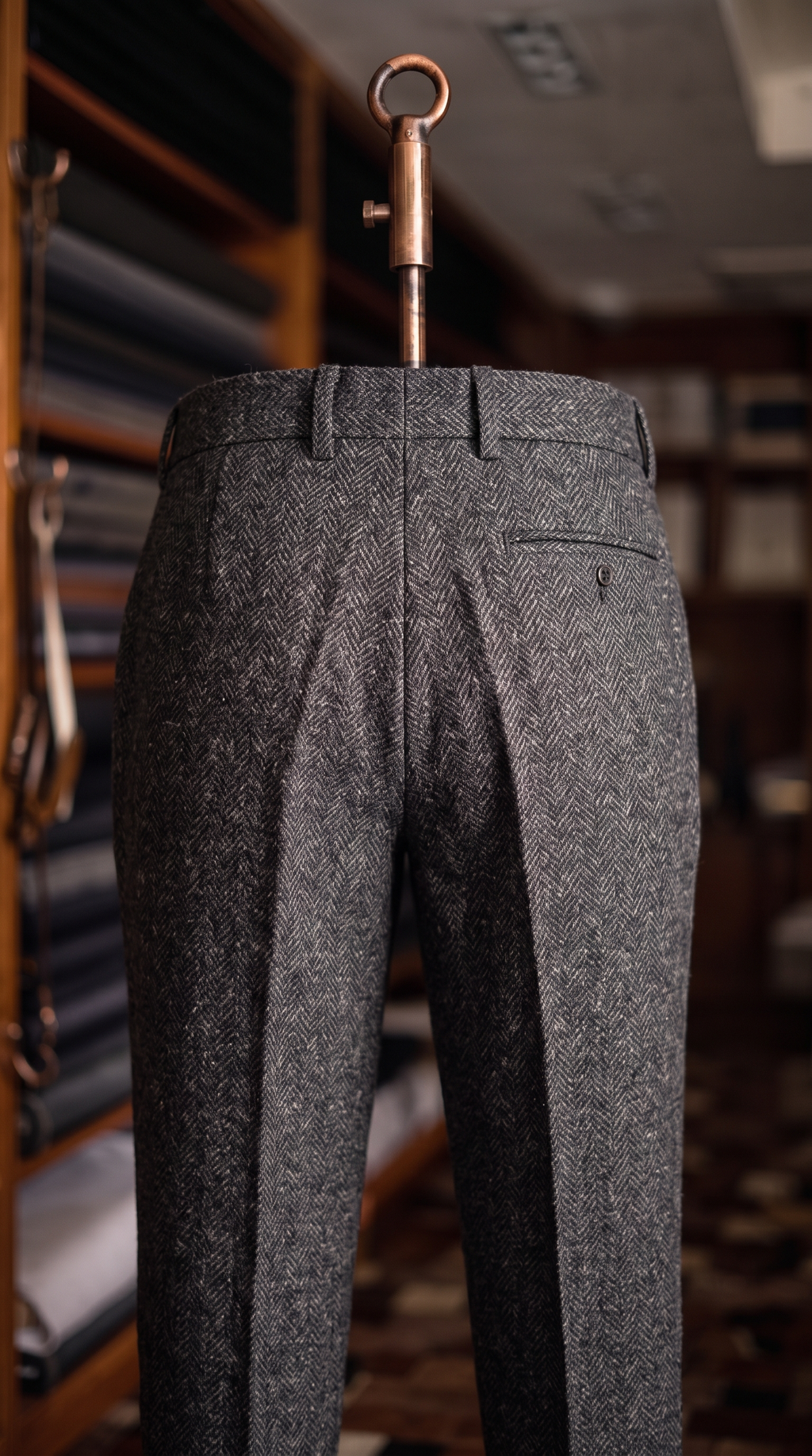 Viceroy Grey Herringbone Double Pleated Trousers for Men