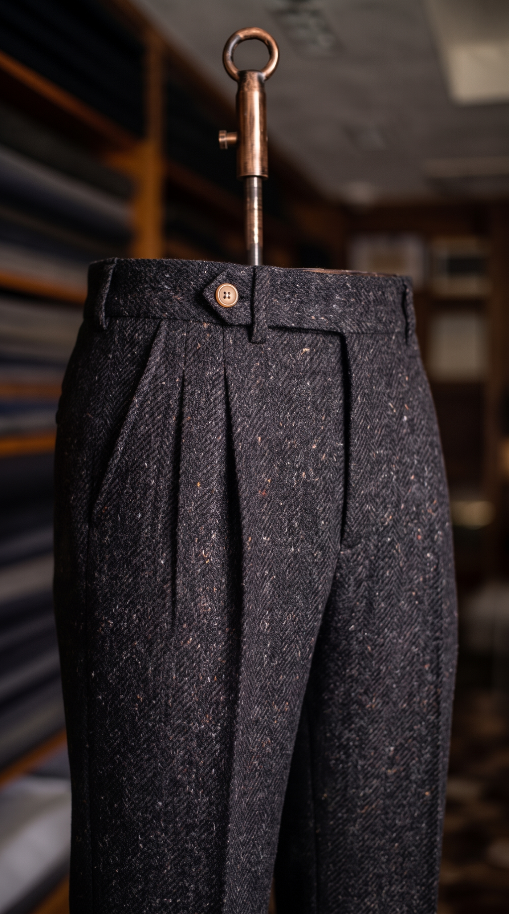 Viceroy Brown Marino Wool Double Pleated Trousers for Men