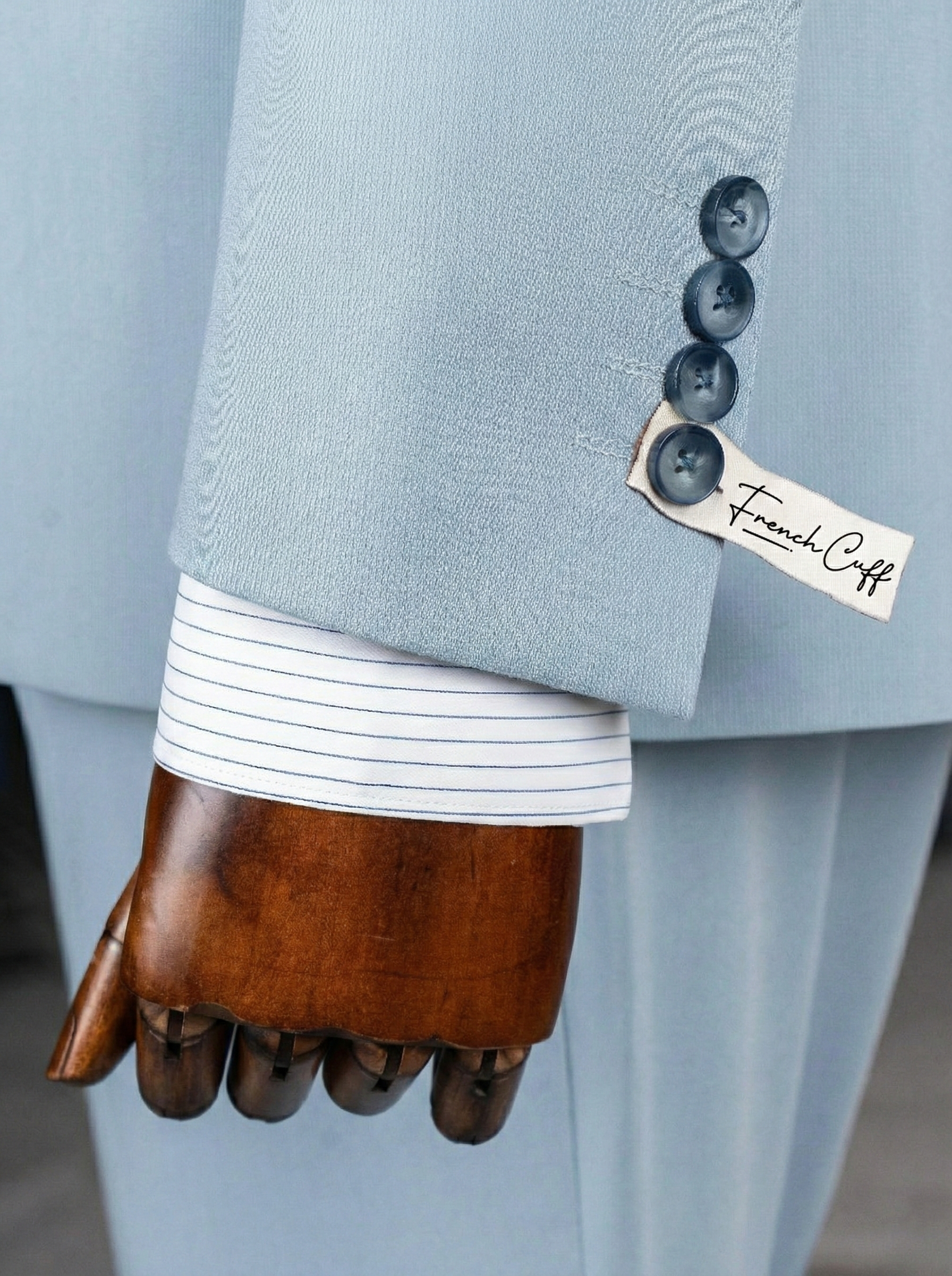 French Cuff Men's Sea Blue Single Buttoned 3-Piece Limited Edition Suit