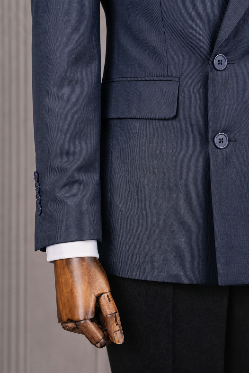 French Cuff Men's Navy Blue Double Breasted Blazer