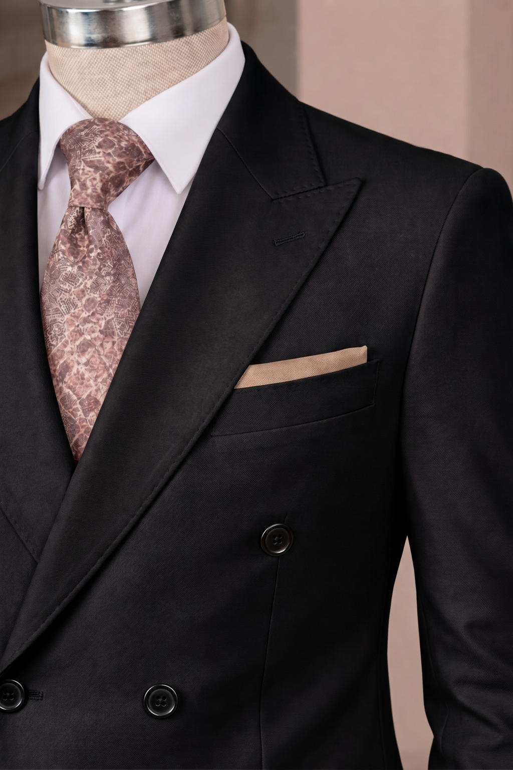 French Cuff Men's Black Double Breasted Blazer