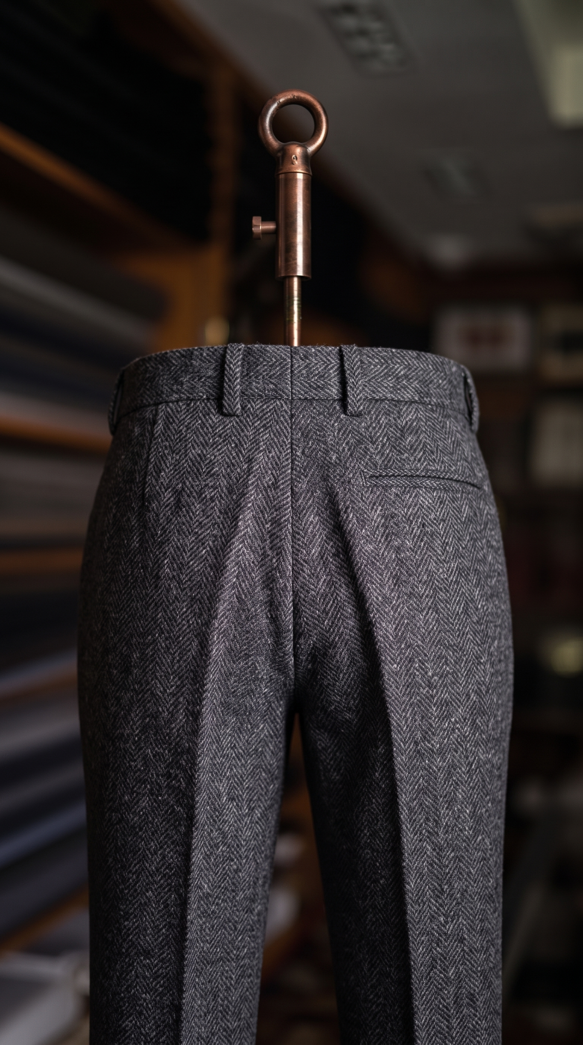 Viceroy Black Herringbone Double Pleated Trousers for Men